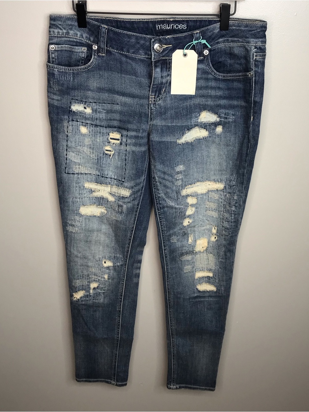 Maurices Distressed Denim Flex Skinny Jeans Size 9/10
